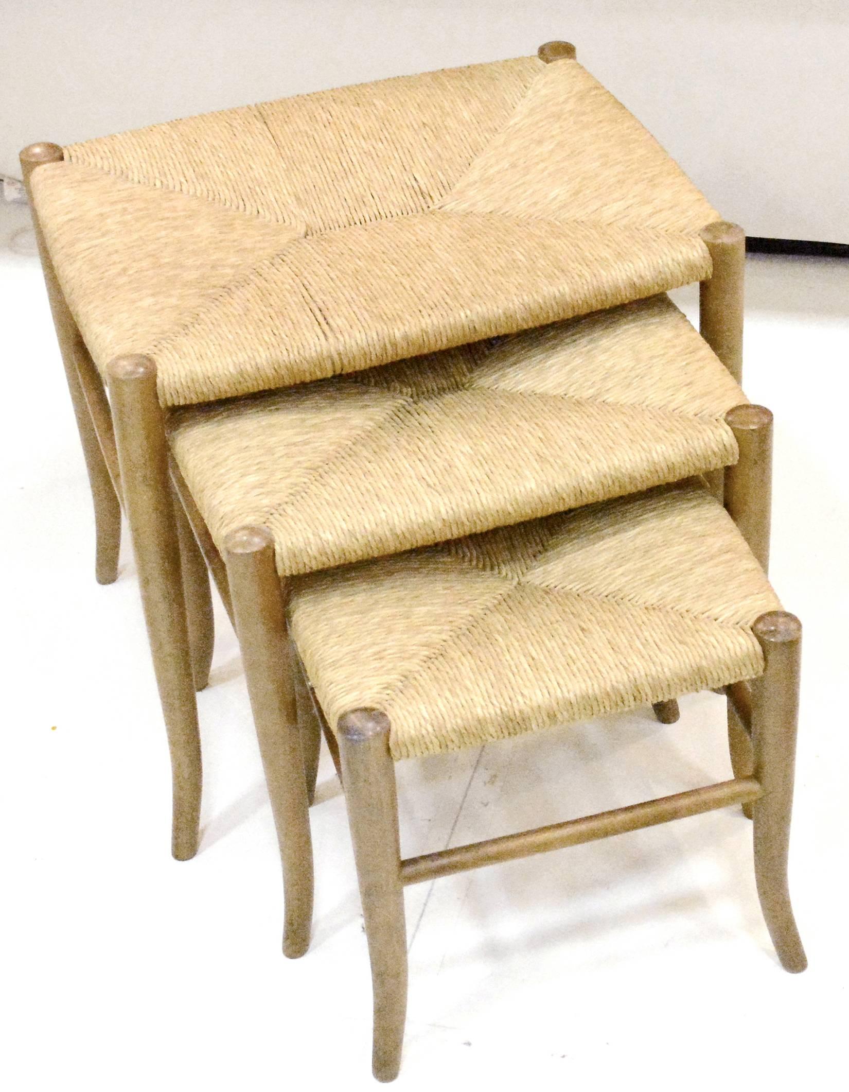 Mid-Century Modern Set of Three Italian Nesting Stools For Sale