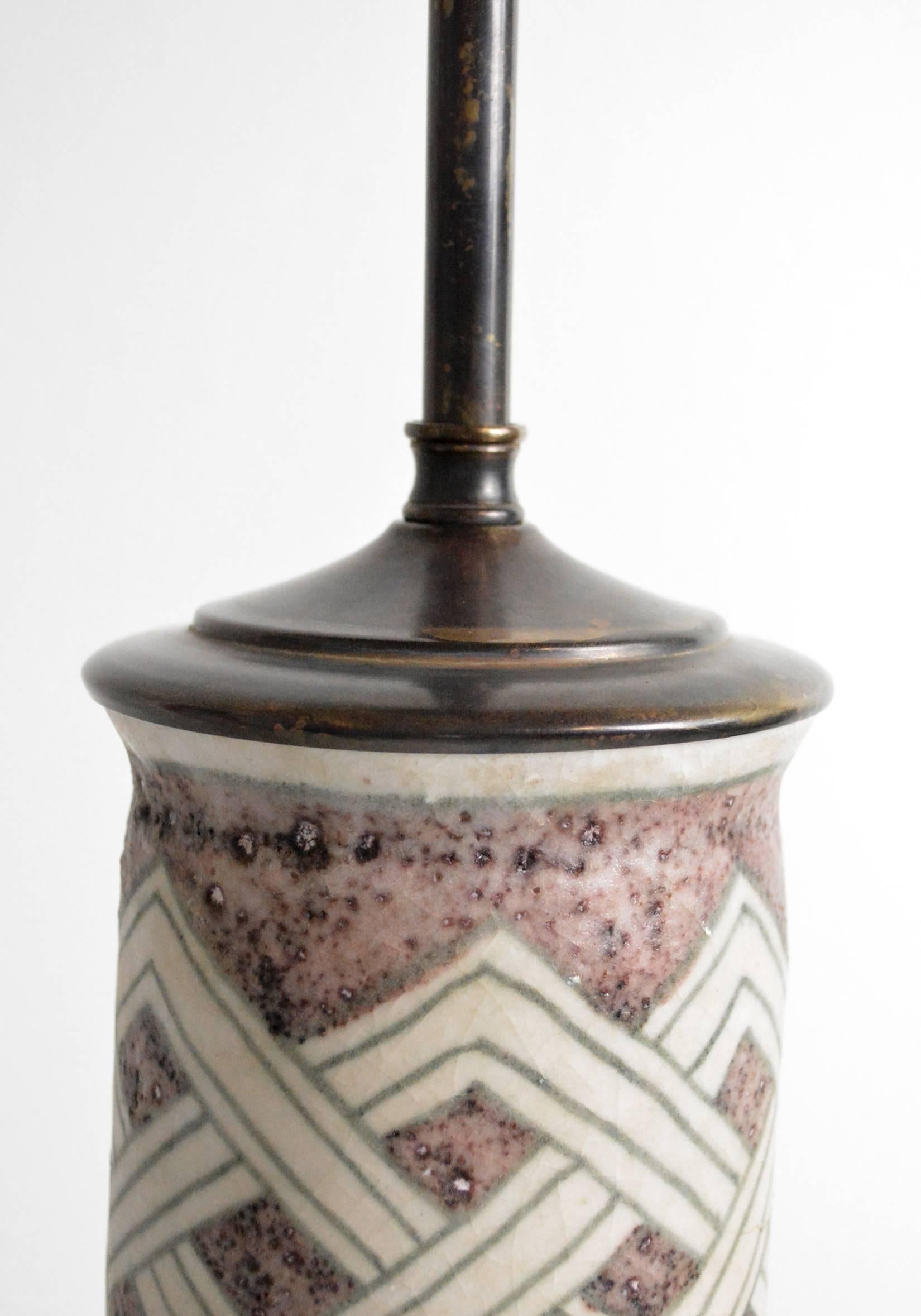 Italian Pair of Guido Gambone Ceramic Lamps