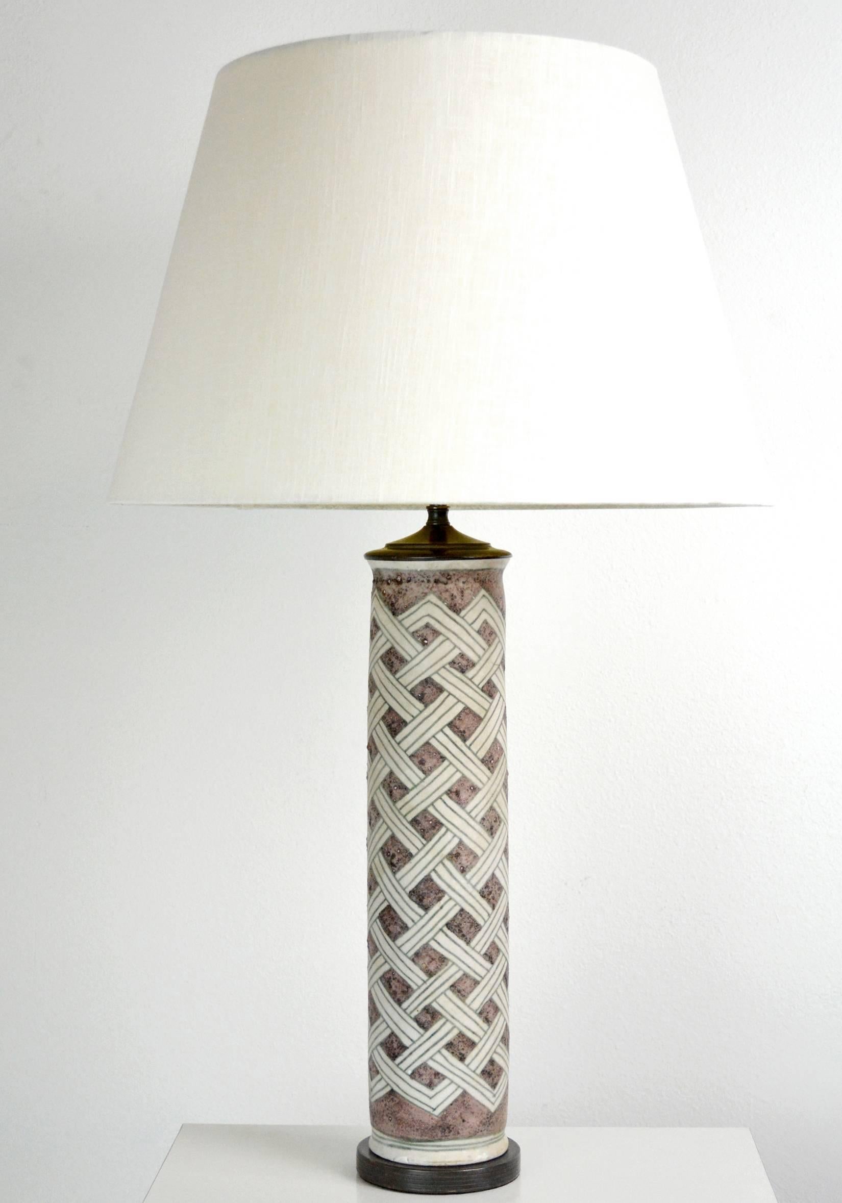 Glazed Pair of Guido Gambone Ceramic Lamps
