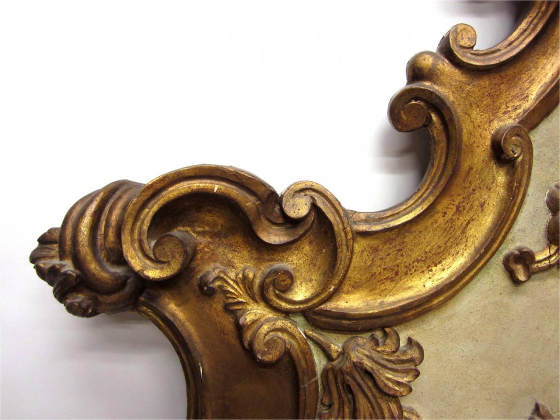Louis XV Style Gilt and Painted King Headboard In Good Condition In Palm Springs, CA