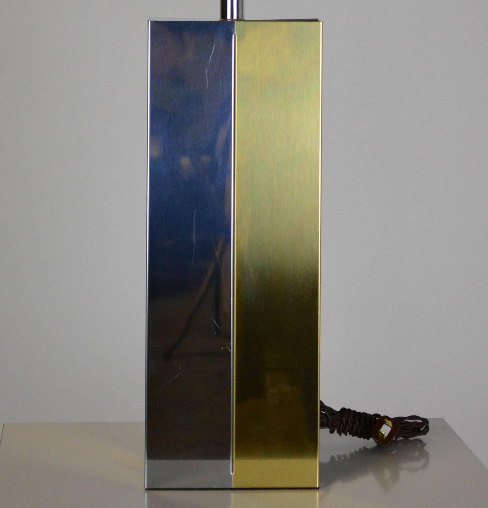 Mid-Century Modern Chrome and Brass Lamp In Good Condition For Sale In Palm Springs, CA