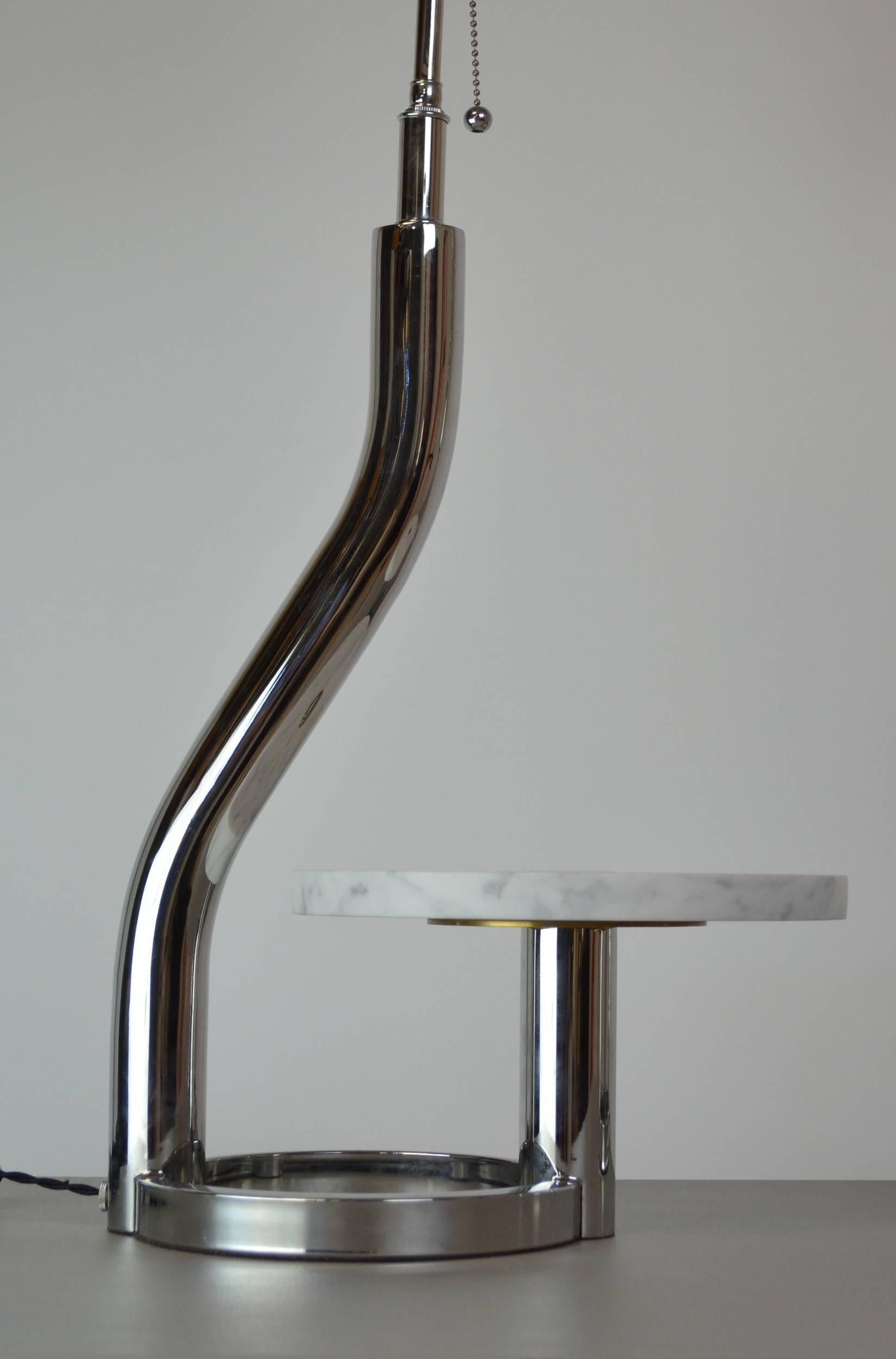 Pair of 1980s Chrome and Marble Lamps For Sale 1