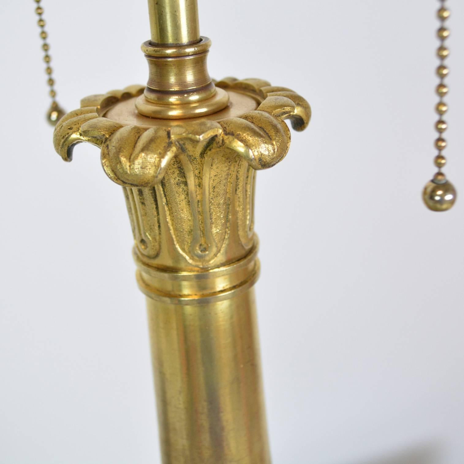 19th Century French Empire Gilt Bronze Lamp In Good Condition For Sale In Palm Springs, CA