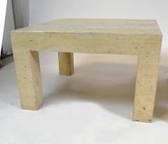 Pair of Vintage Travertine Parsons Tables