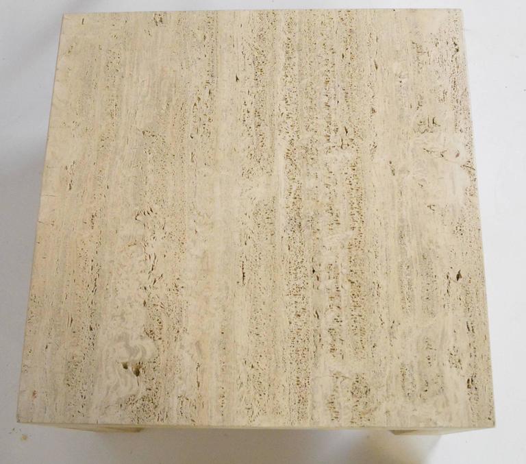 Pair of Vintage Travertine Parsons Tables at 1stDibs
