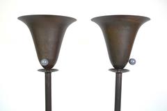 Pair of Streamline Art Deco Torchieres