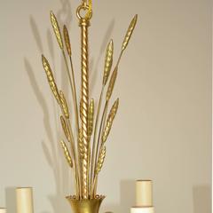 Mid-Century Modern Brass and Glass Chandelier