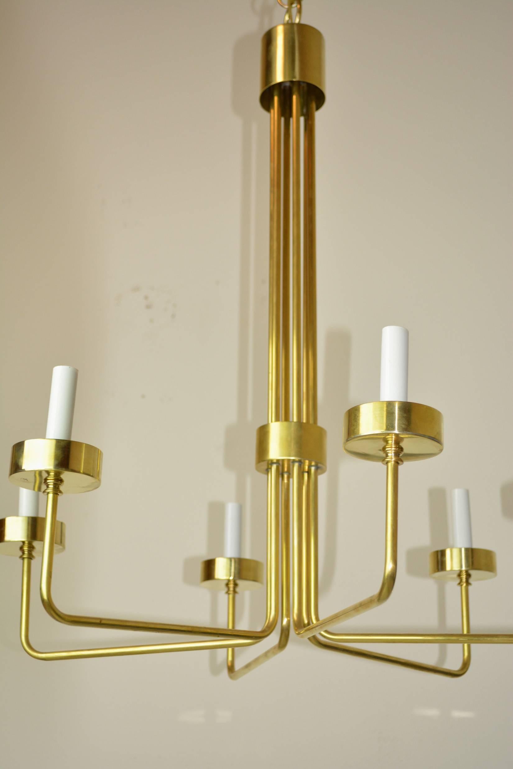 20th Century Mid-Century Modern Brass Chandelier by Hart Associates LA  For Sale