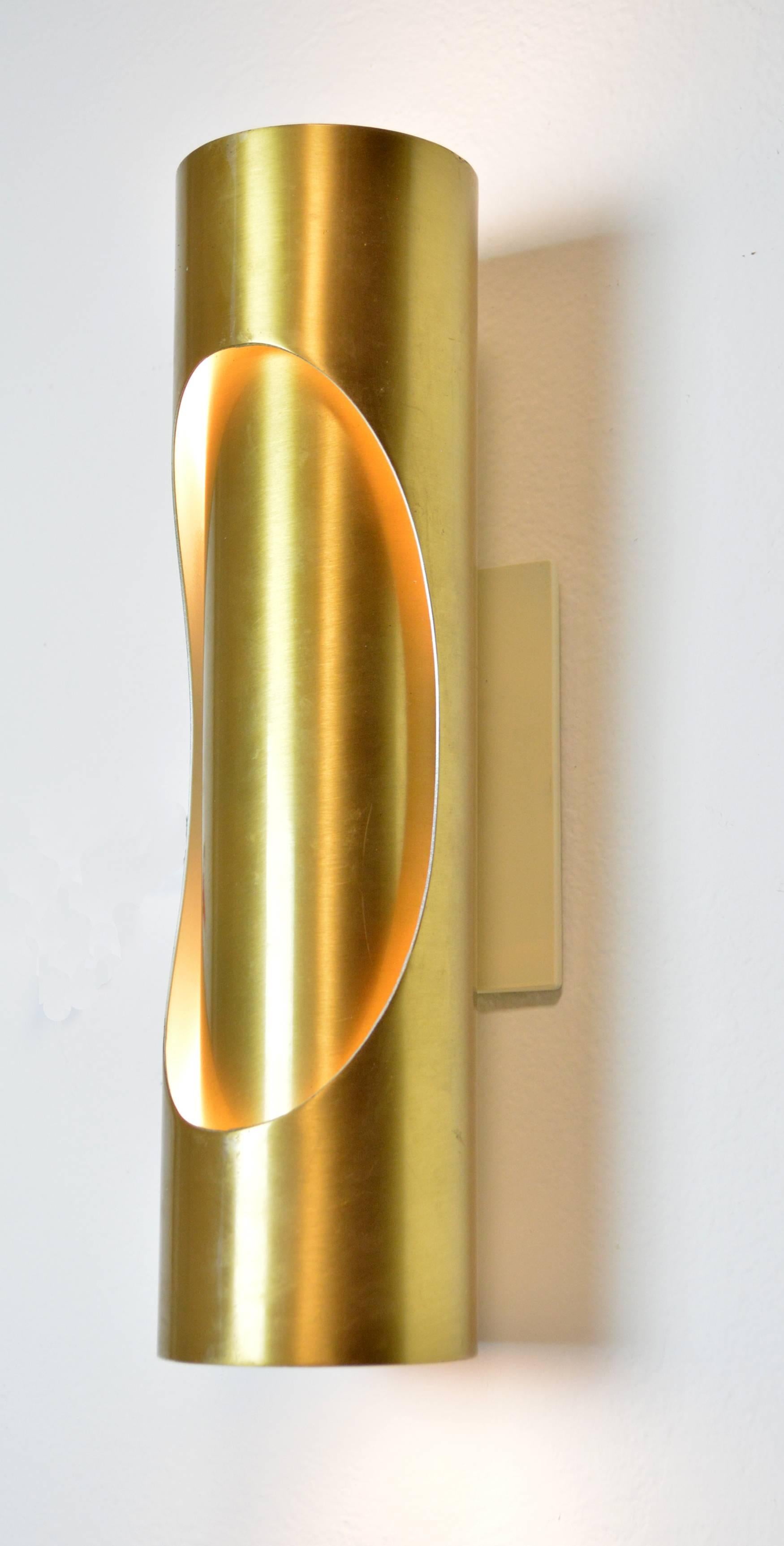 Brass Pair of Spanish Mid-Century Modern Sconces For Sale