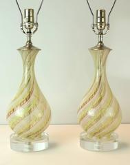 Lámparas italianas de cristal Mezza Filigrana Murrain de mediados de siglo atrib. a Dino Martens