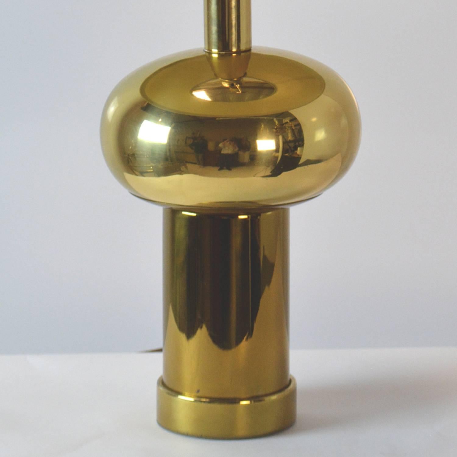 Modern Pair of Brass Table Lamps