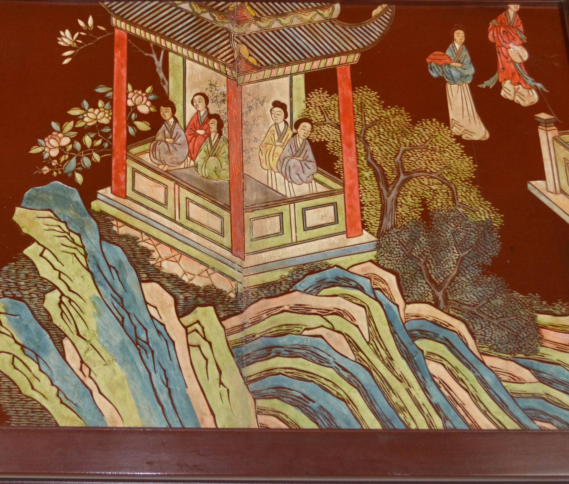 20ième siècle Table basse chinoise à panneaux Coromandel en vente