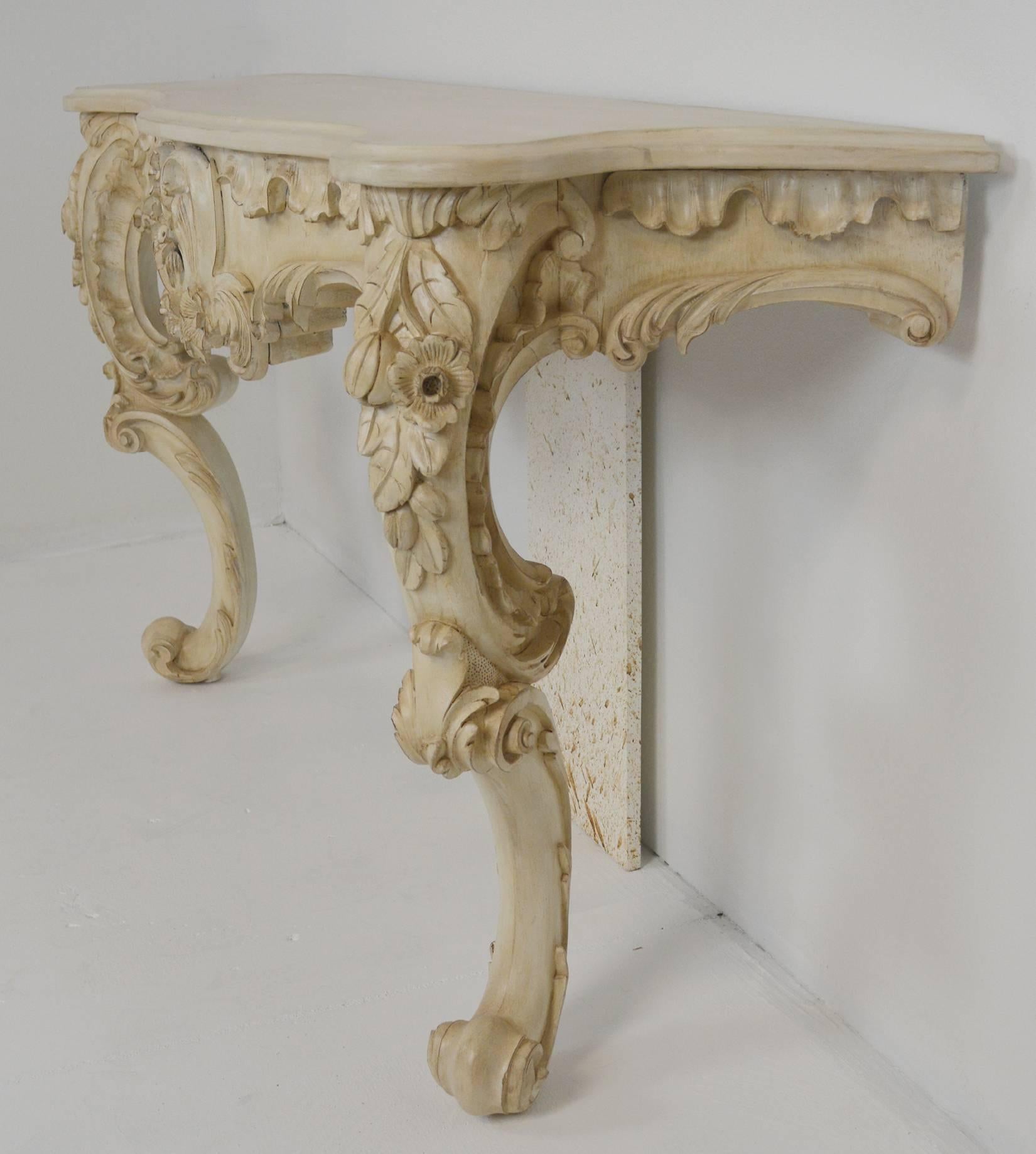 Painted 20th Century Rococo Style Console For Sale