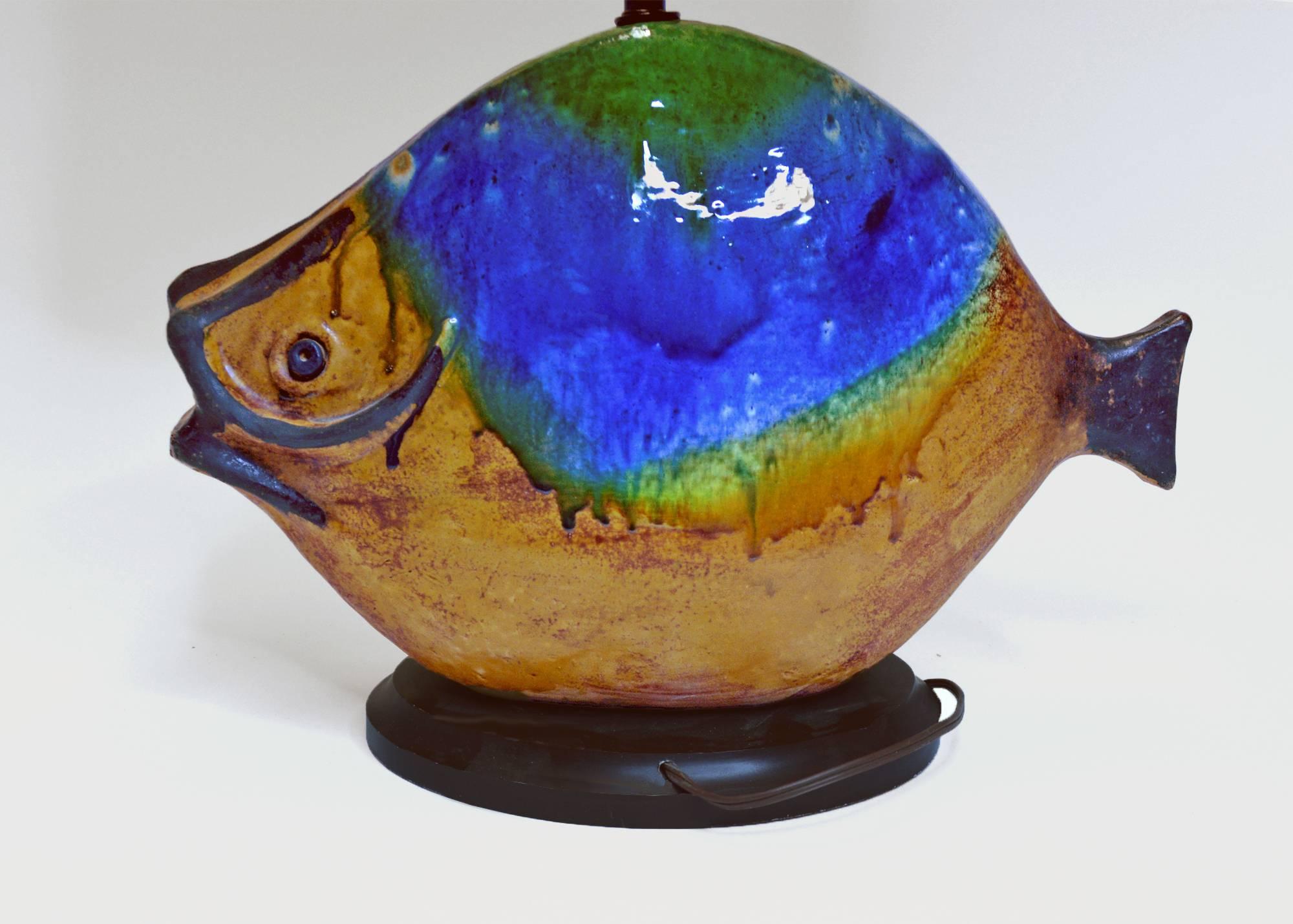 Glazed Gli Etruschi Fish Lamp