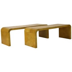 Jean Michel Frank Style Parchment Low Tables