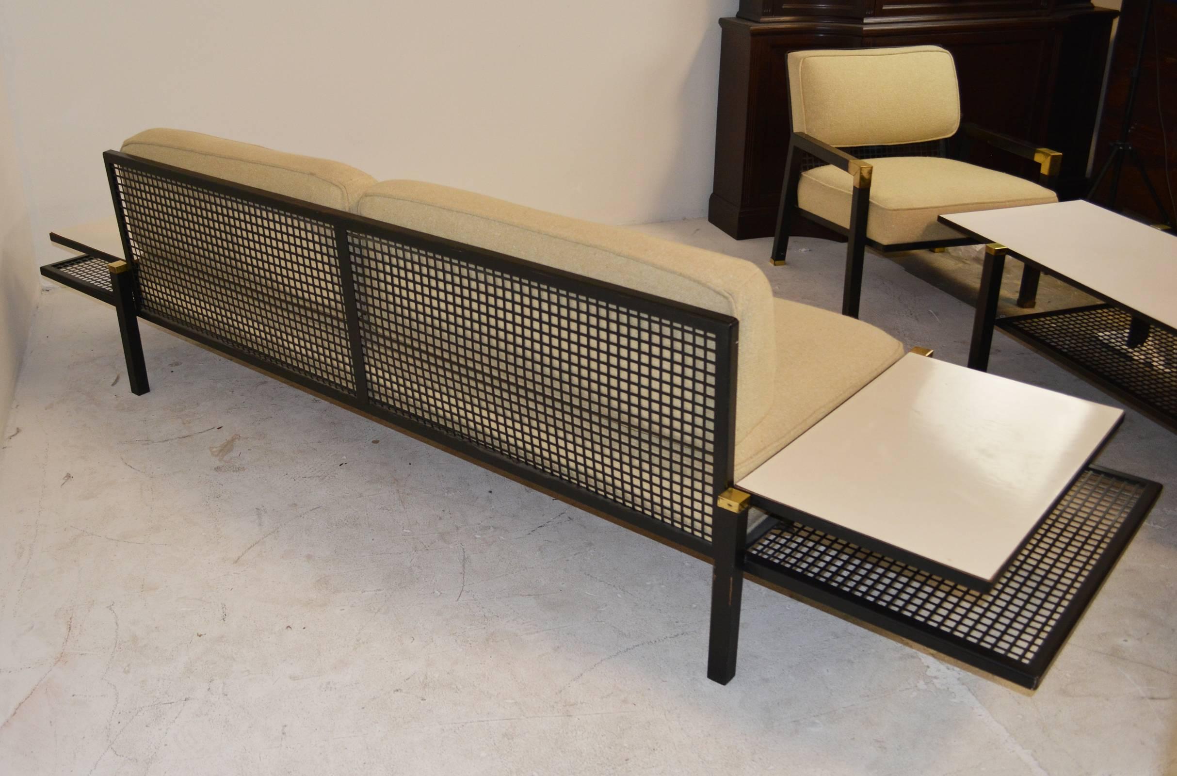 American Mid-Century Metal and Brass Living Room Set