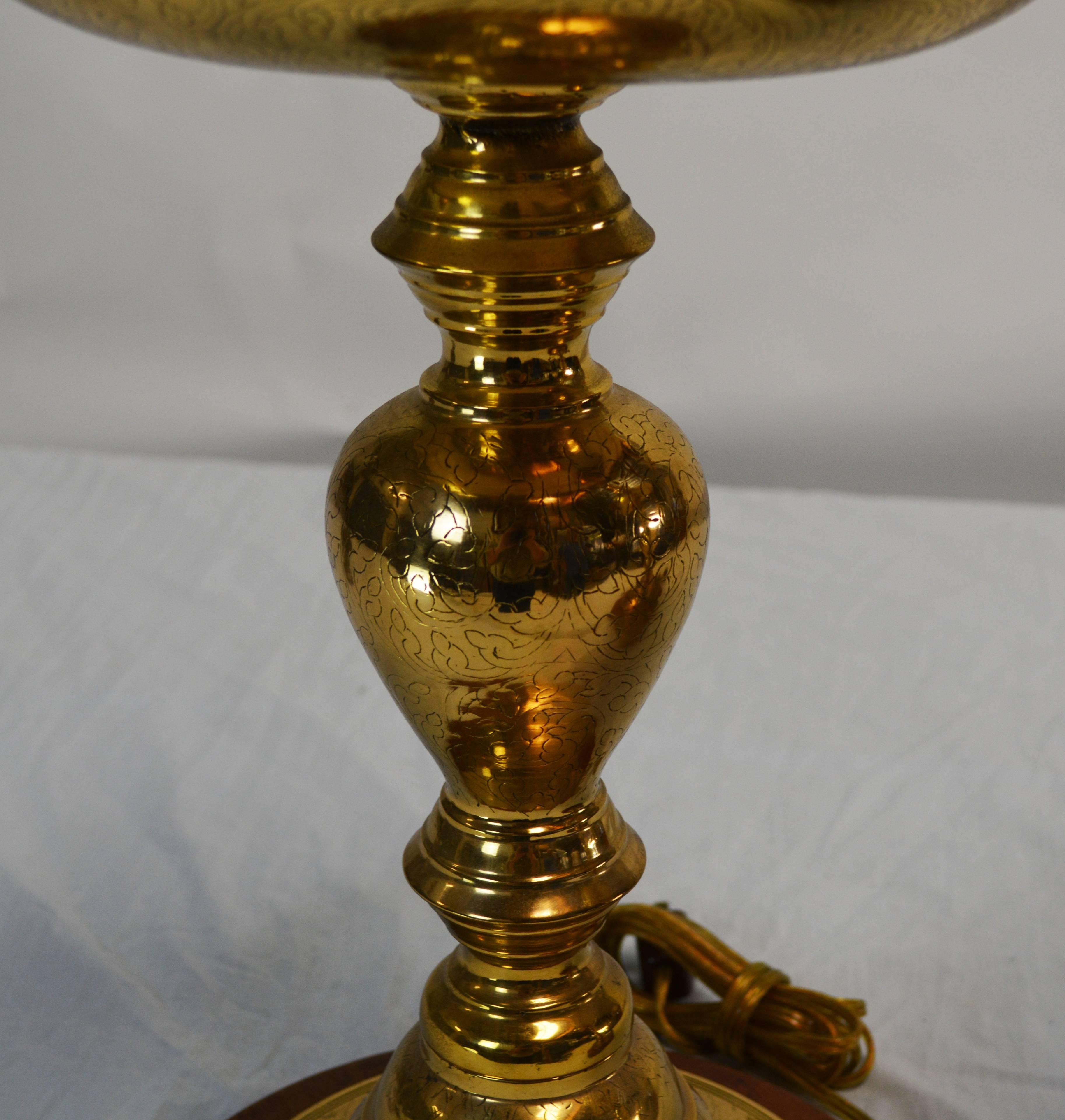 Mid-Century Modern Pair of Vintage Moroccan Brass Candlestick Lamps