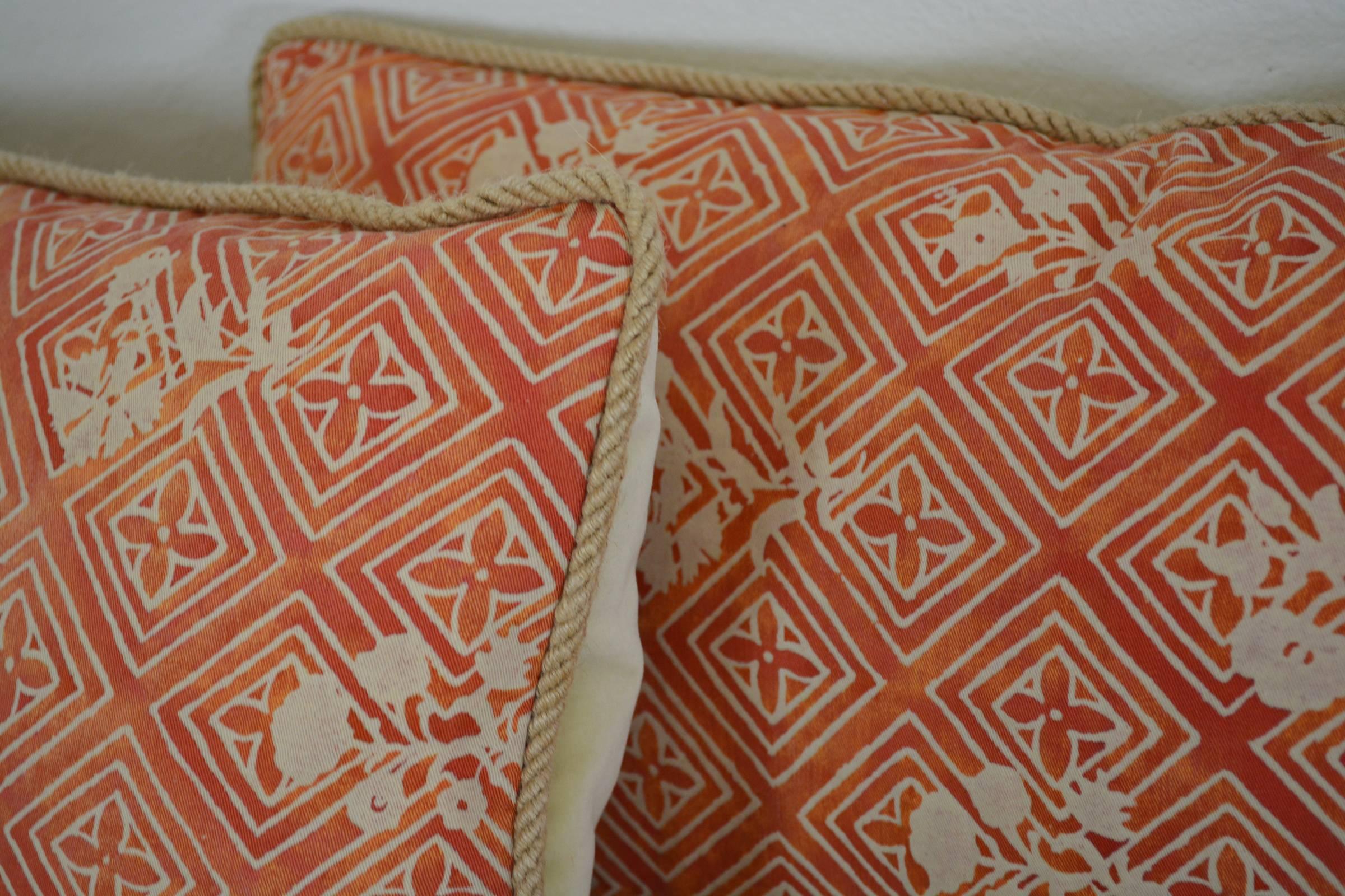 Italian Pair of Vintage Fortuny Fabric Pillows