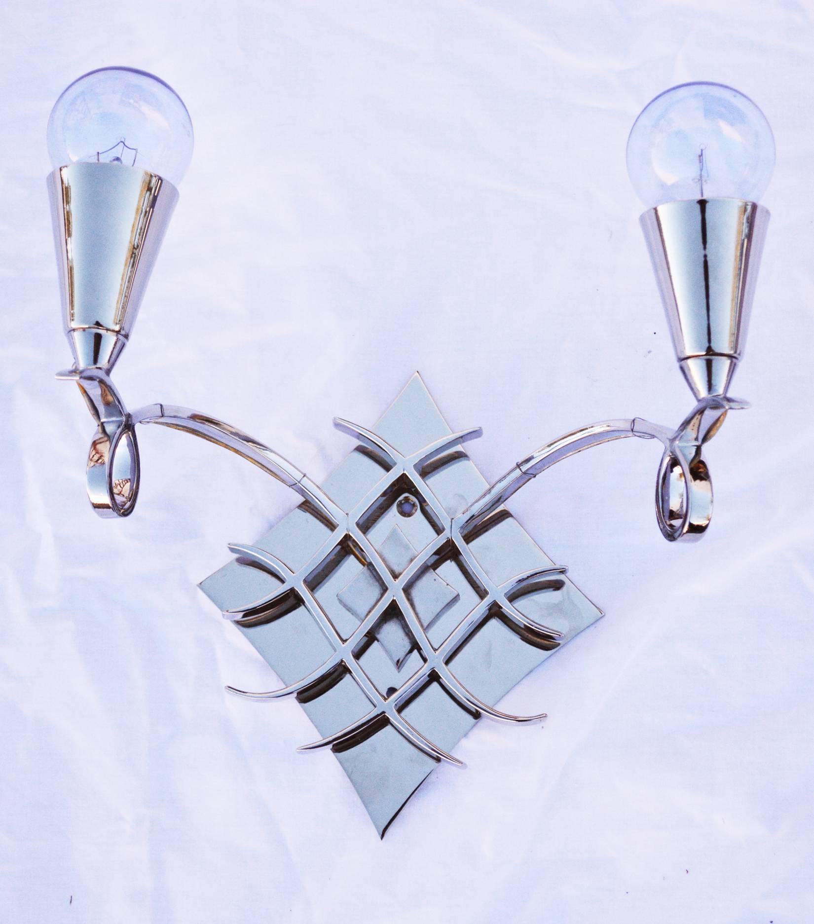 Art Deco Pair of French Sconces in the style of Leleu For Sale