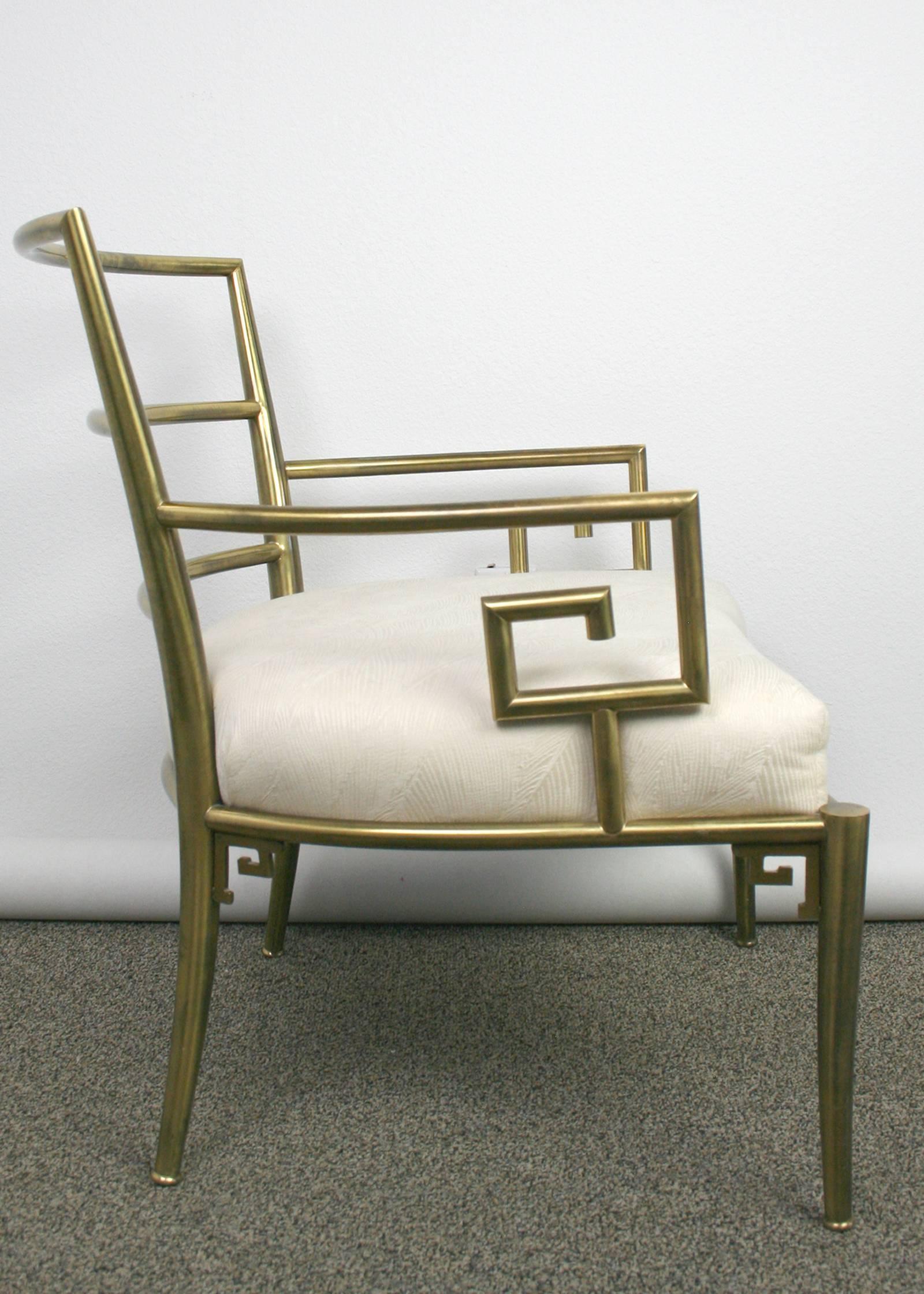 Pair of Weiman Warren Lloyd Brass Lounge Chairs In Good Condition In Palm Springs, CA