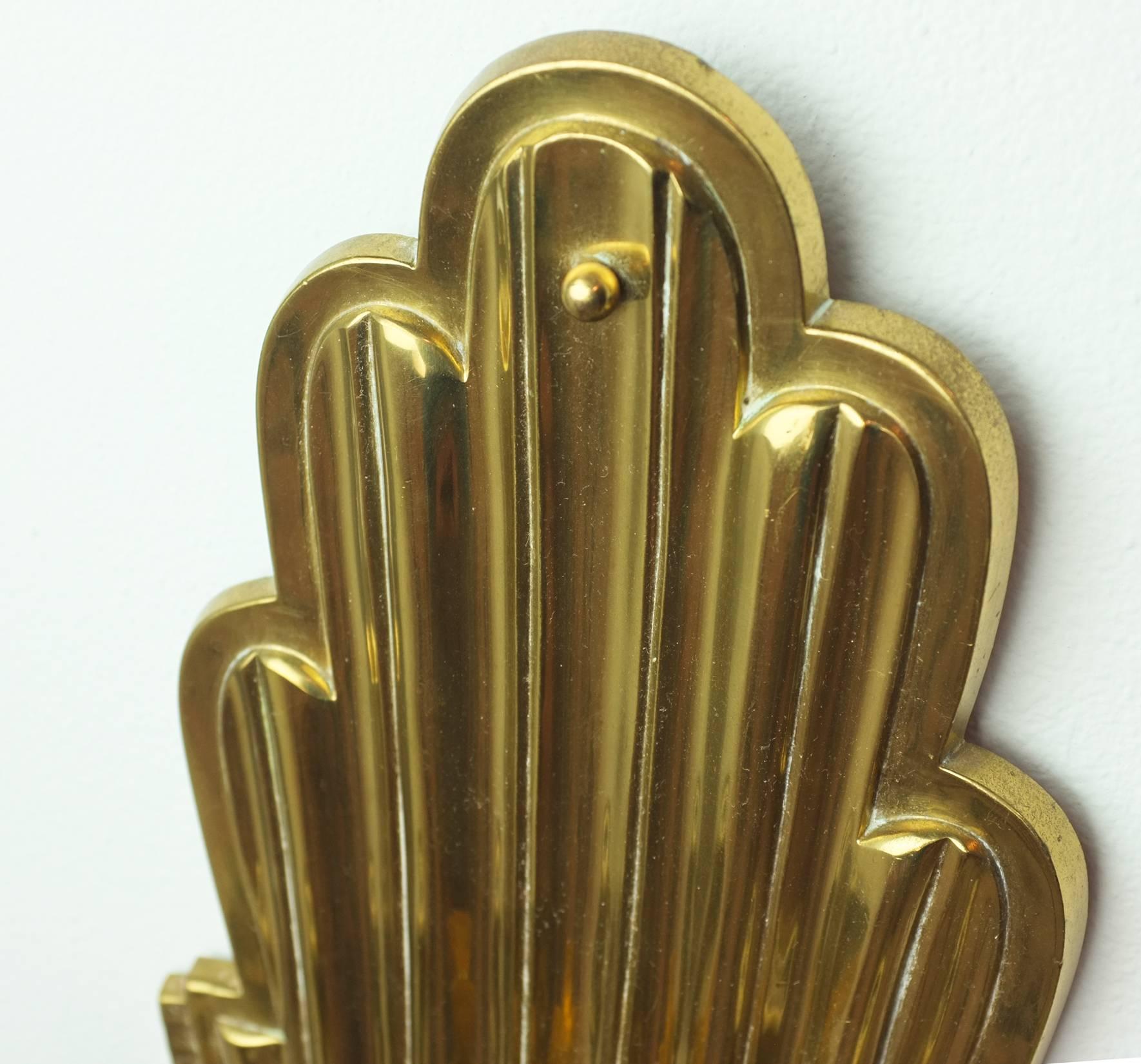 Pair of Swedish Grace Brass Sconces In Good Condition In Palm Springs, CA