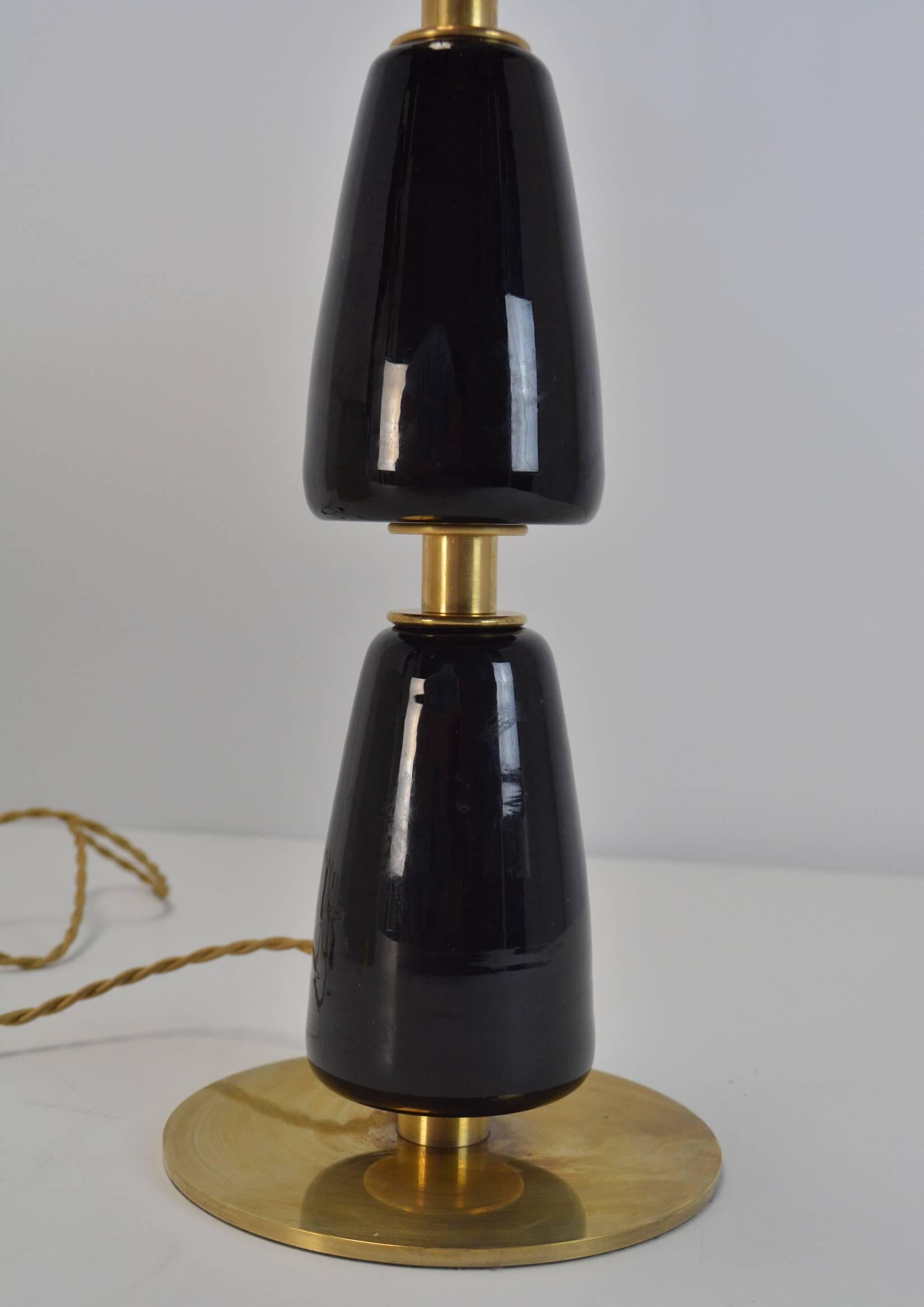 Mid-Century Modern French Dark Amethyst Lamp in the Style of Adnet