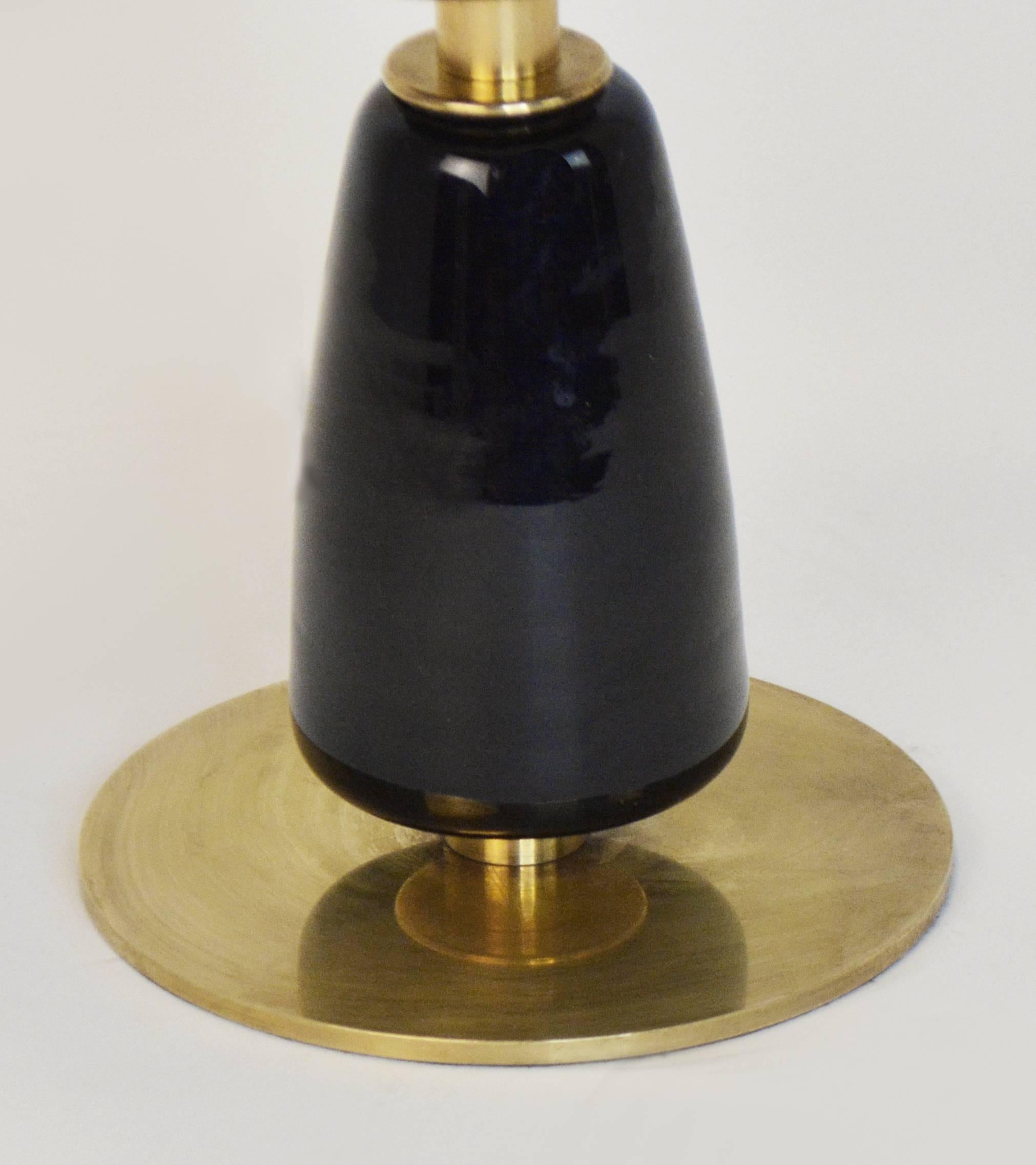 Brass French Dark Amethyst Lamp in the Style of Adnet