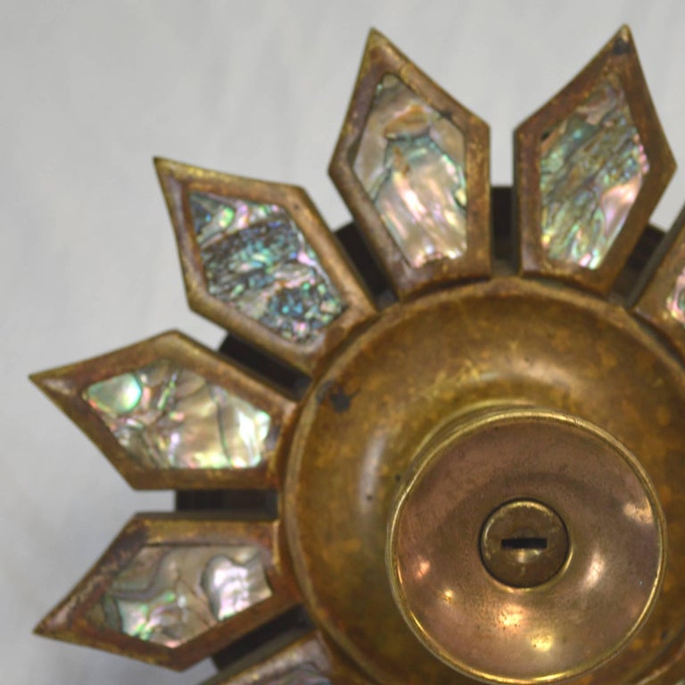 MidCentury Modern Brass and Abalone Door Handles at 1stDibs
