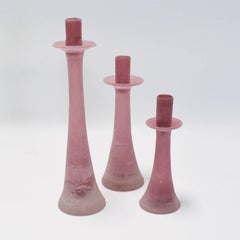 Set of Cenedese Scavo Murano Glass Candle Holders