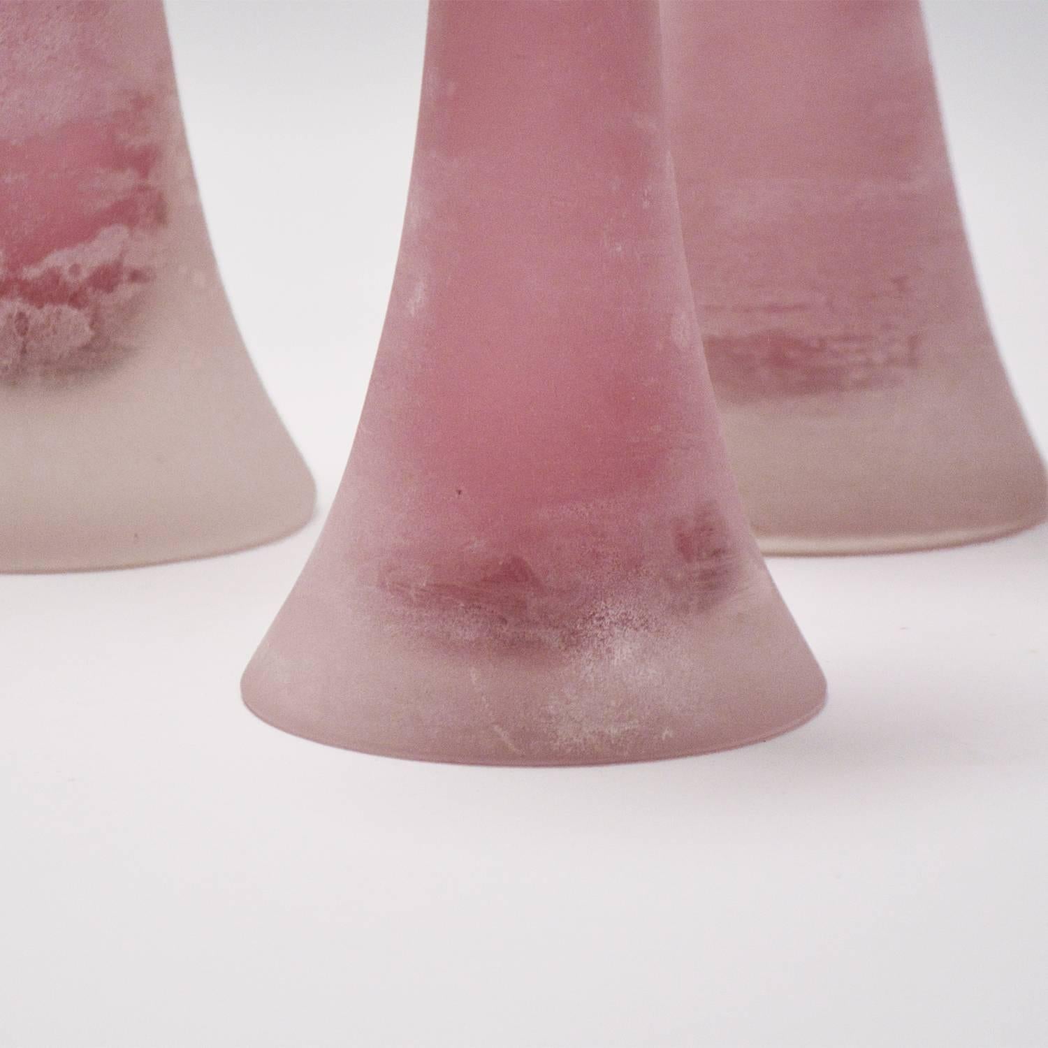 Set of Cenedese Scavo Murano Glass Candle Holders In Good Condition For Sale In Palm Springs, CA