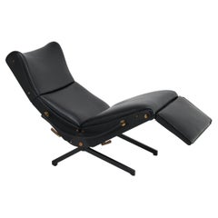 Osvaldo Borsani para Tecno Modelo P40 Chaise Tapicería de vinilo negro