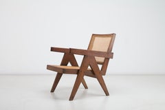 Pierre Jeanneret, Teak and Cane Easy Chair from Chandigarh, India. c1958