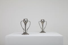 Pair, Tudric Pewter Vases, Model 029, By Oliver Baker for Liberty & Co c1903