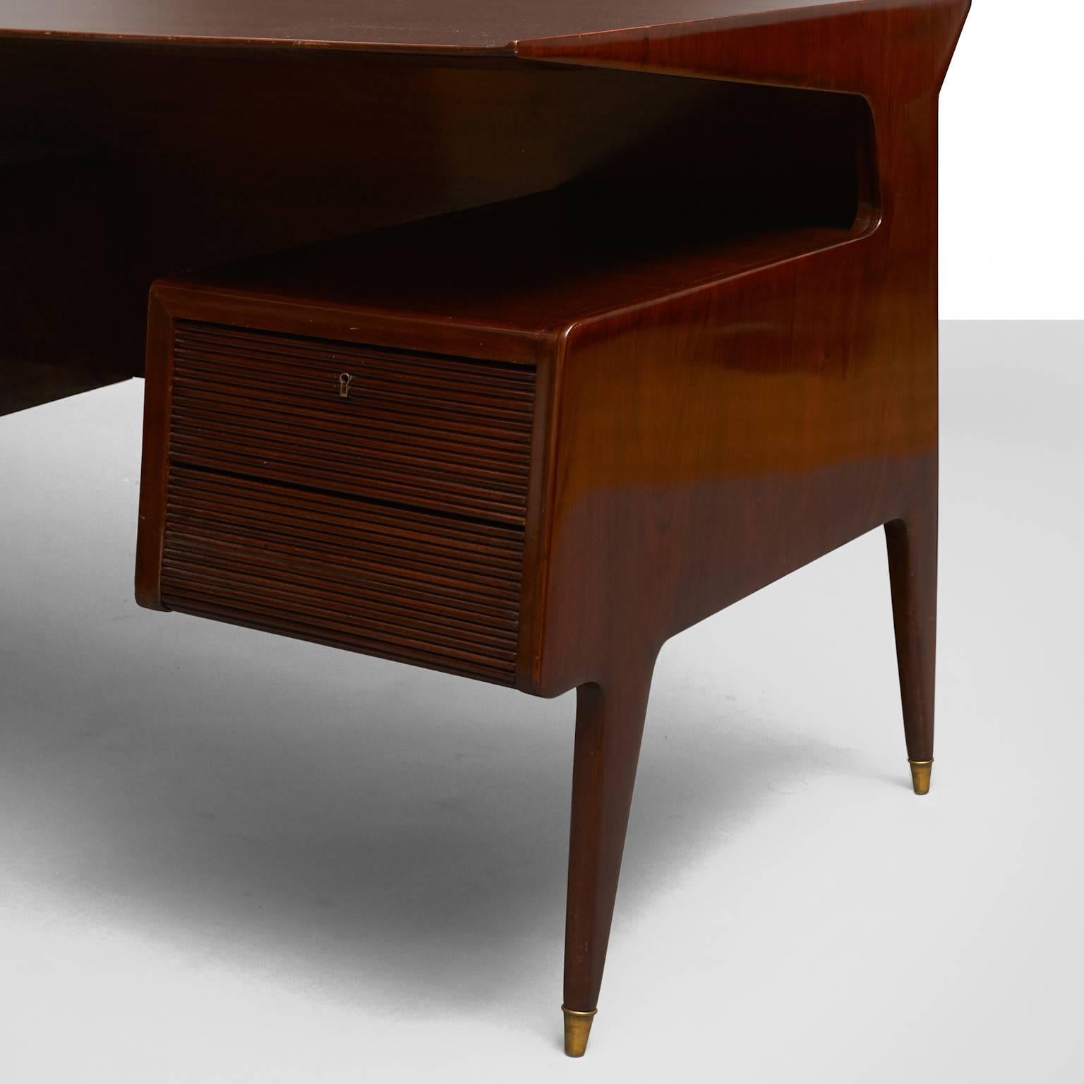 Brass Guglielmo Ulrich Style Executive Desk, Possibly Made by Dassi, circa 1954