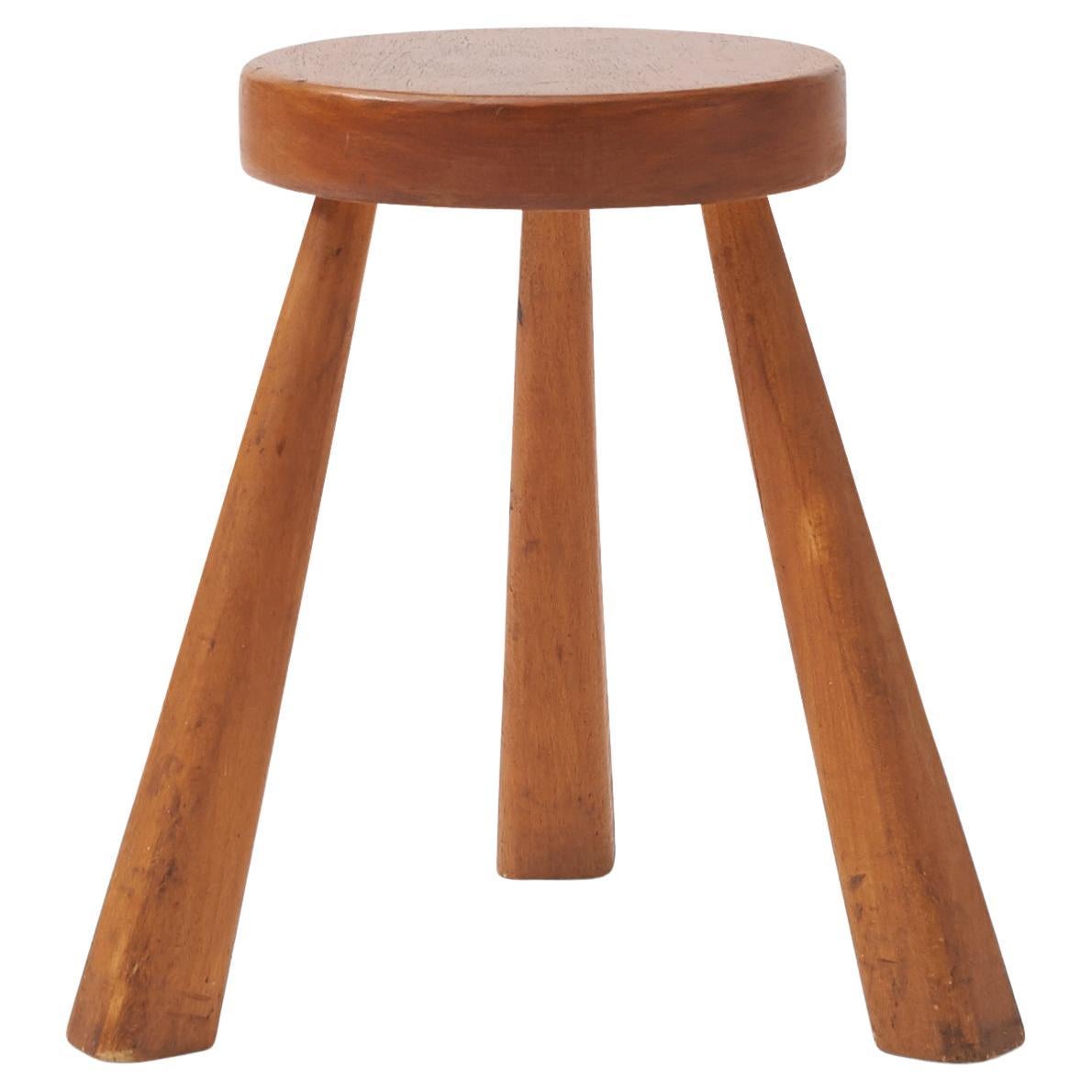 Rare Pair of Oak Stools for Les Arcs by Charlotte Perriand For Sale