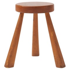 Rare Pair of Oak Stools for Les Arcs by Charlotte Perriand