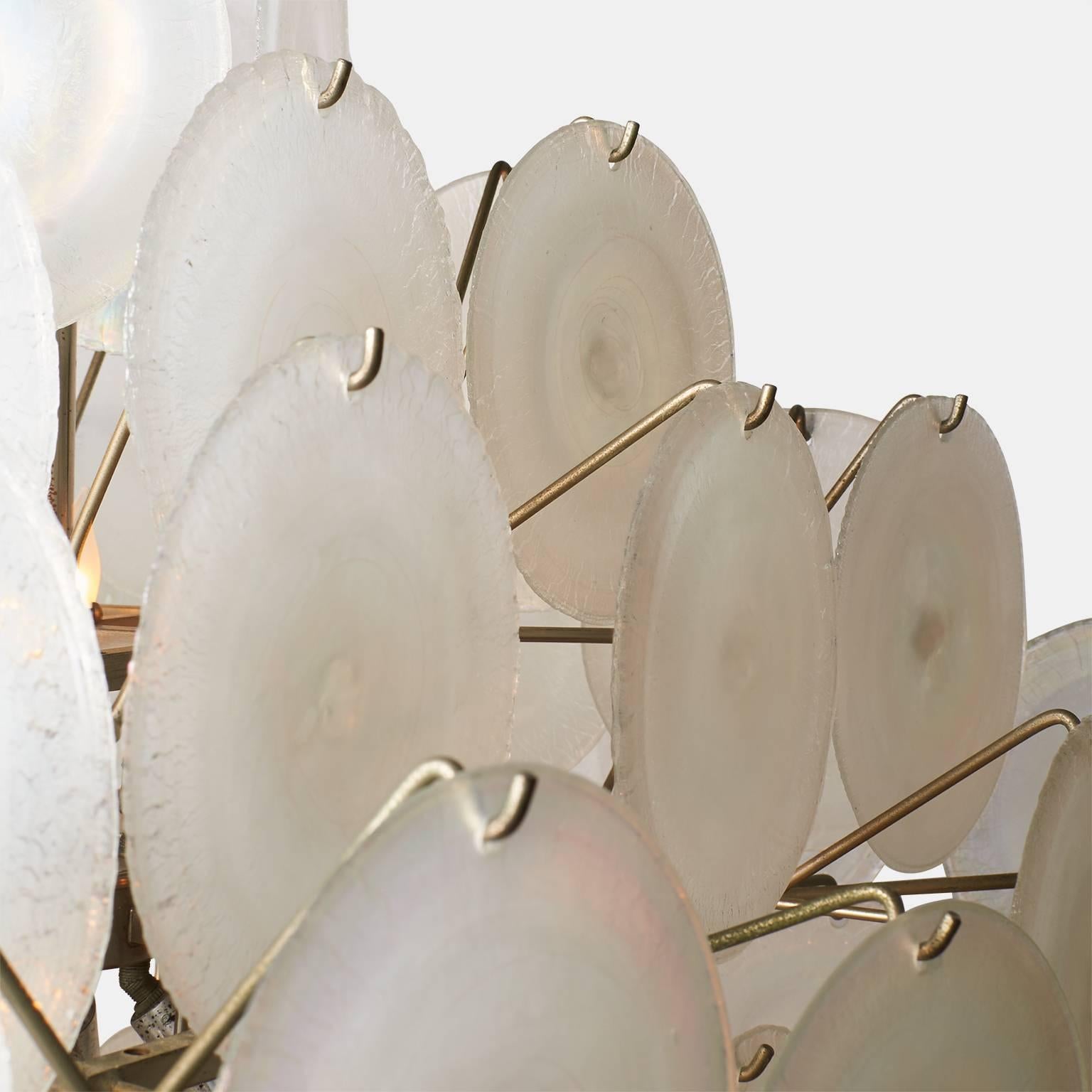 Modern Vistosi Chandelier with Iridescent Murano Glass Discs