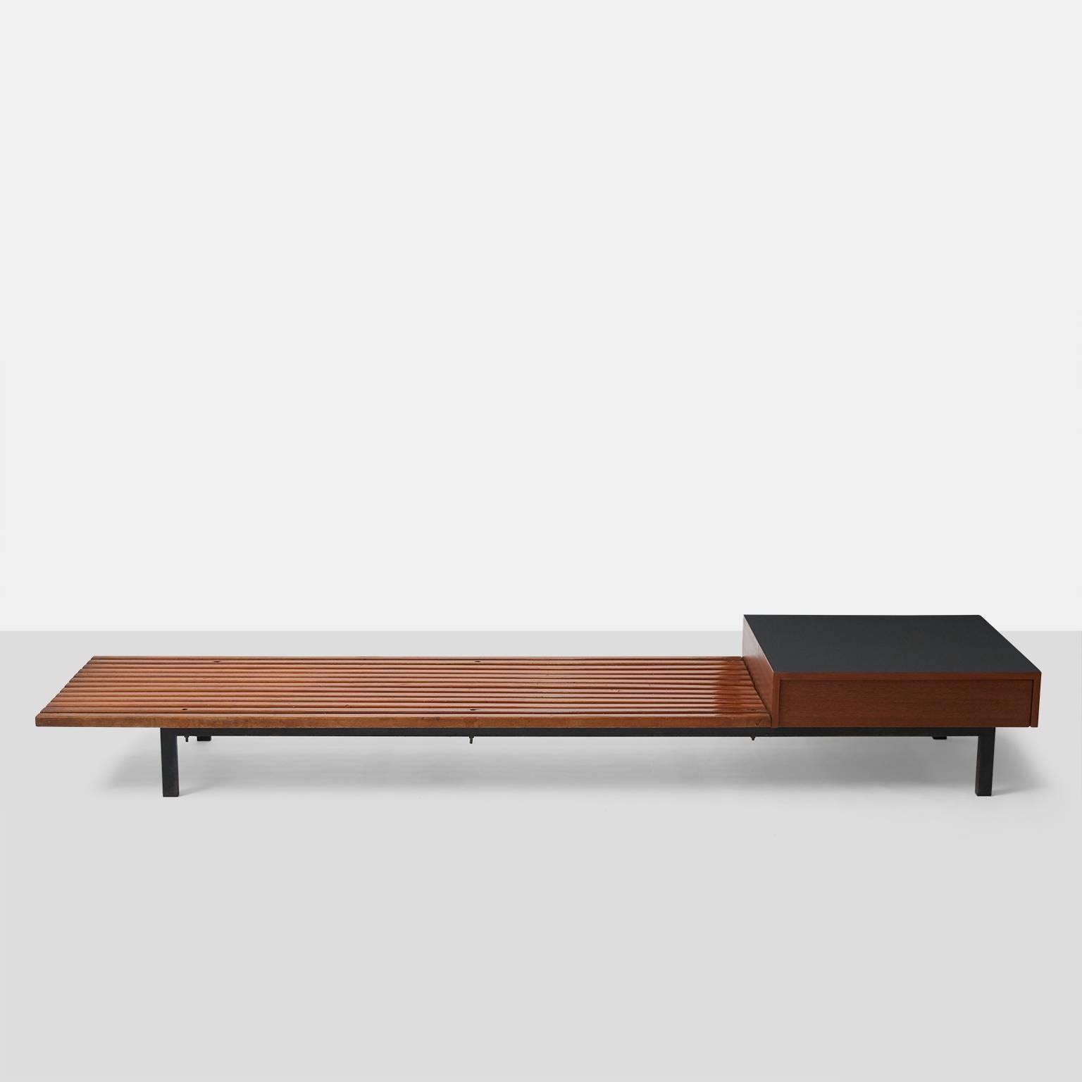 Mid-Century Modern Charlotte Perriand Bench with Drawer from Cite' Cansado