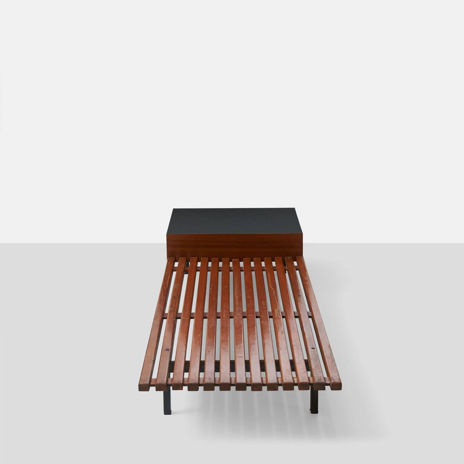 French Charlotte Perriand Bench with Drawer from Cite' Cansado