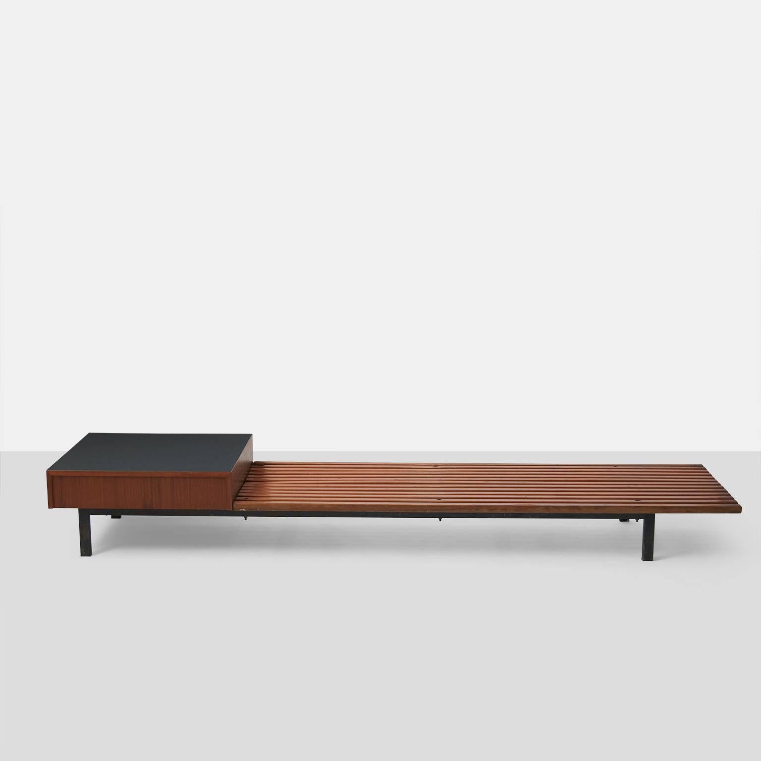 Charlotte Perriand Bench with Drawer from Cite' Cansado In Excellent Condition In San Francisco, CA