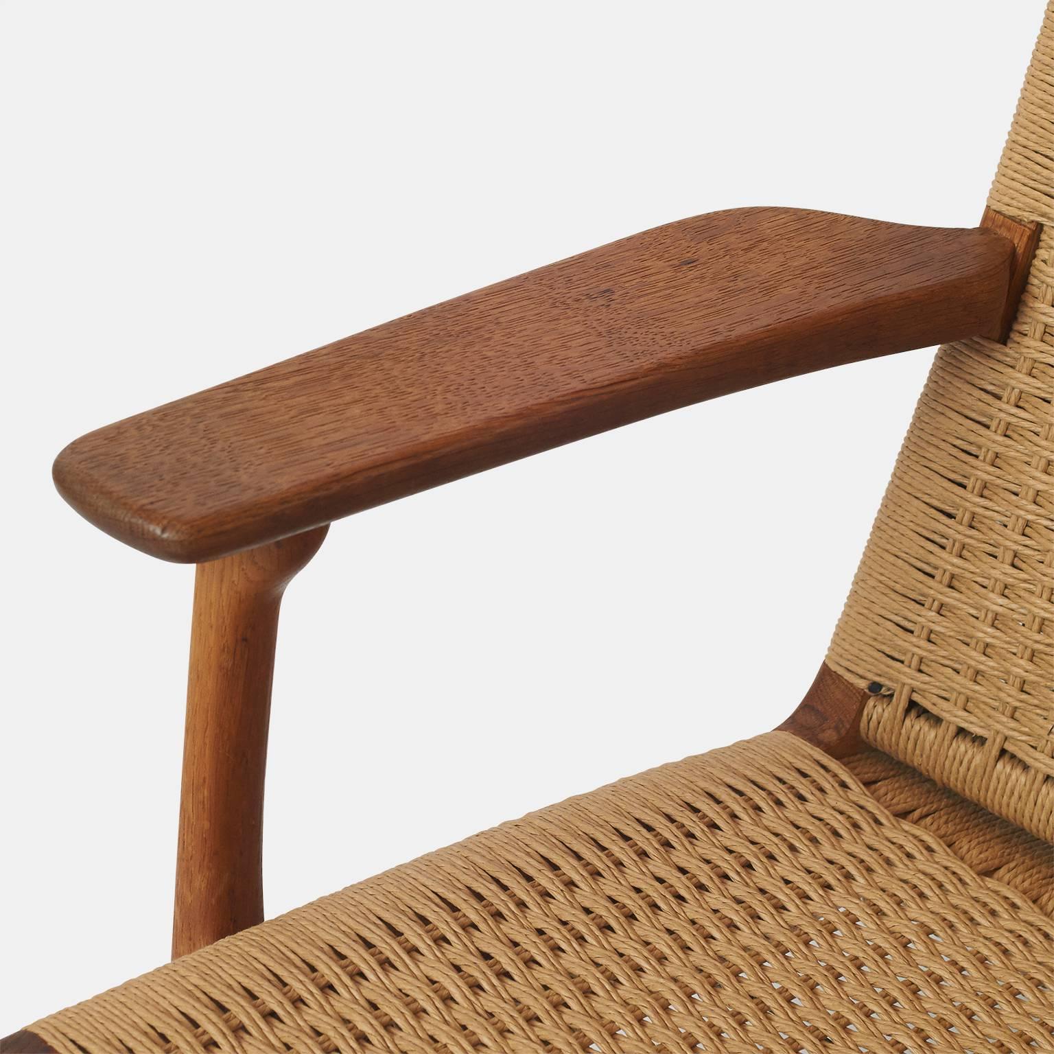 Woven Pair of Hans Wegner CH25 Lounge Chairs