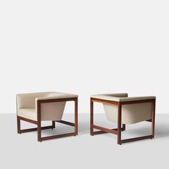 Pair of Floating Cube Chairs by Milo Baughman