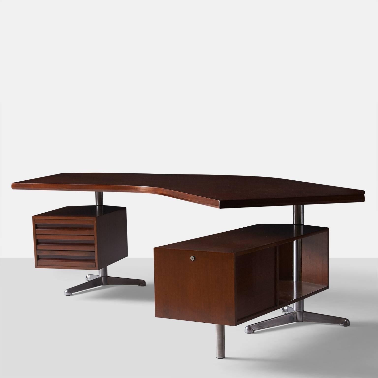Mid-Century Modern Rosewood Executive Desk by Osvaldo Borsani