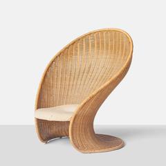 "Foglia" Wicker Lounge Chair by Giovanni Travasa