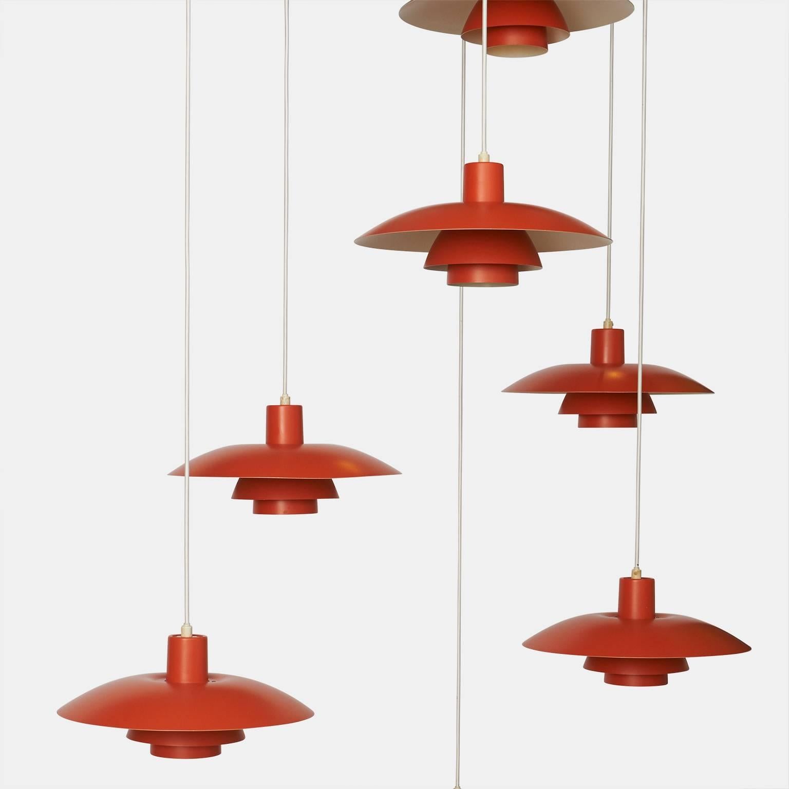 Mid-Century Modern Lampe à suspension orange Ph-4/3 de Poul Henningsen en vente