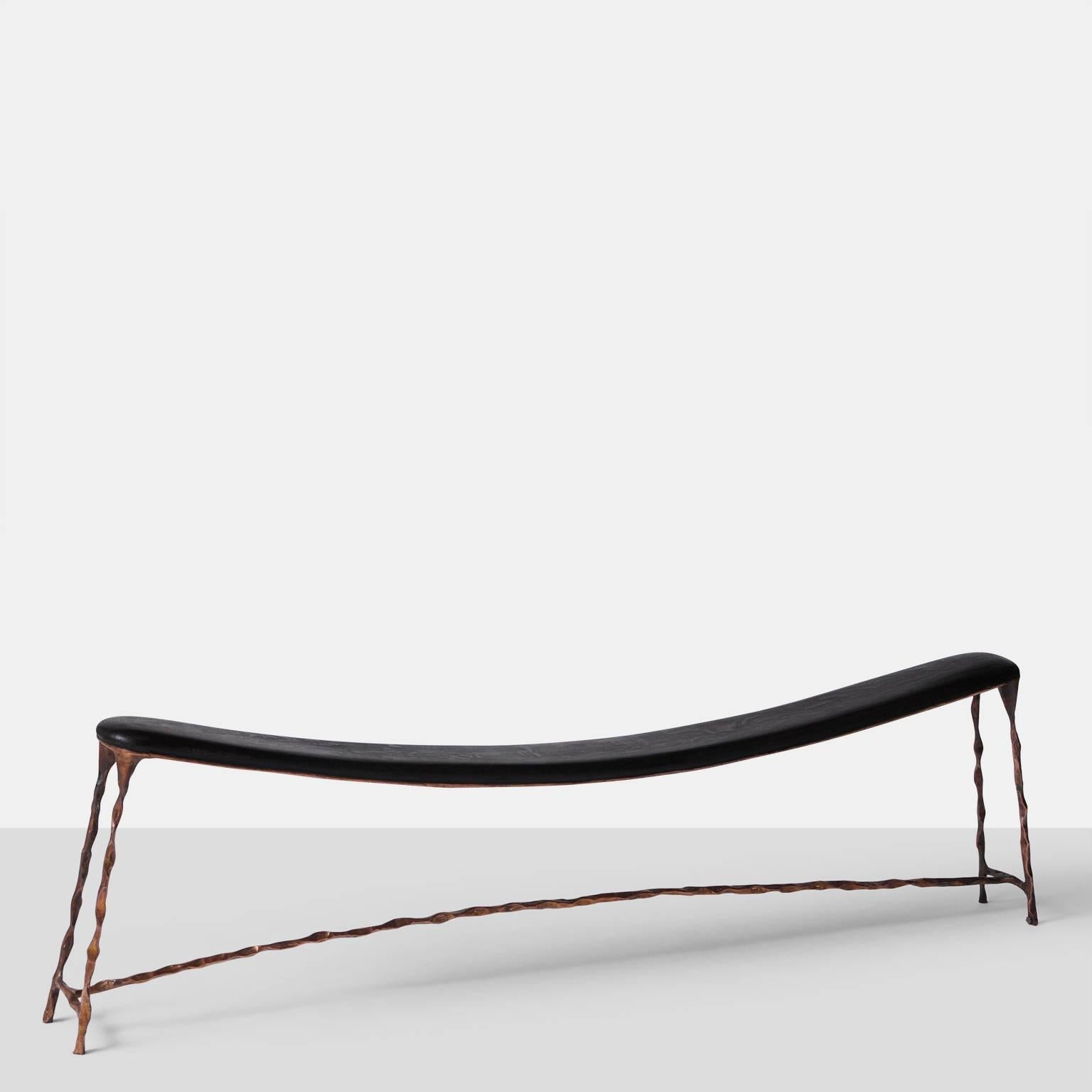 Organic Modern Large Bended Copper Bench by Valentin Loellmann