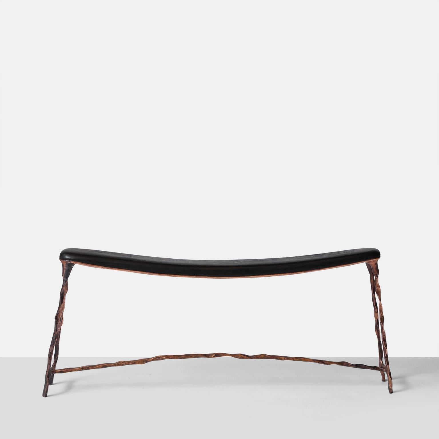 Dutch Small Bended Copper Bench by Valentin Loellmann