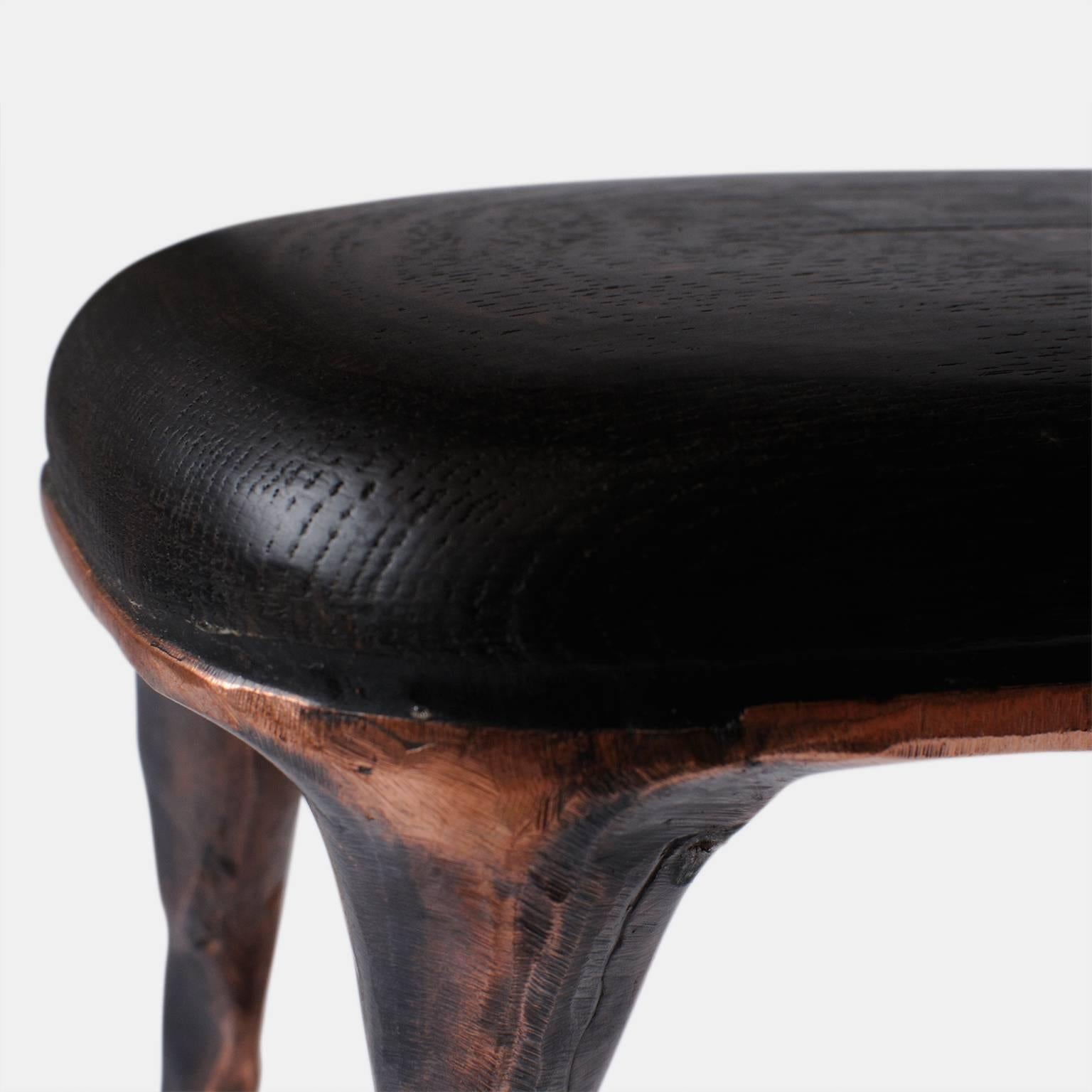 Contemporary Small Bended Copper Bench by Valentin Loellmann
