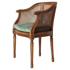 Walnut and Cane Bergère Chair