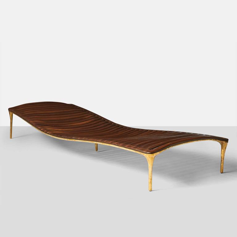 Organic Modern Daybed in Brass and Walnut by Valentin Loellmann For Sale